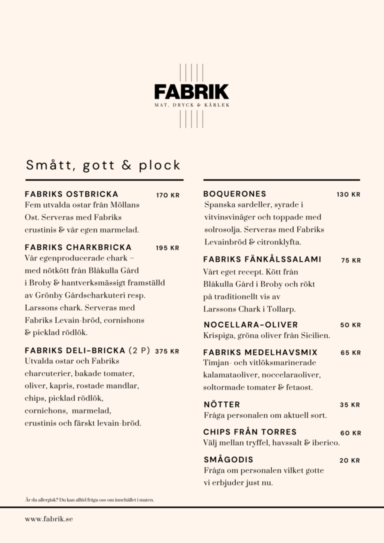 Smått, gott & plock på Fabrik januari_2025