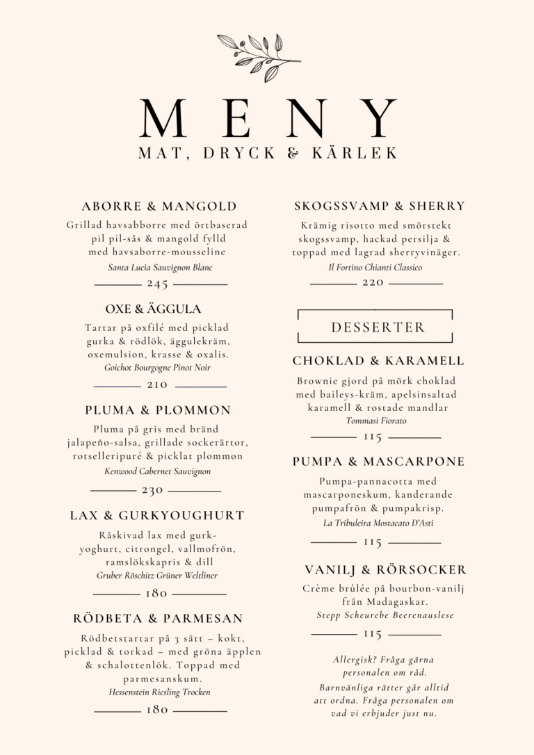 Fabriks matsalsmeny fr.o.m 12 november 2025